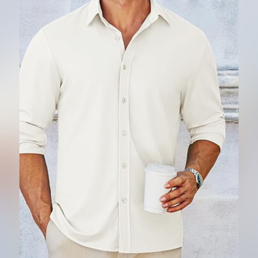 🆕 MAPICK Men Long Sleeve Wrinkle Free Dress Shirt M
